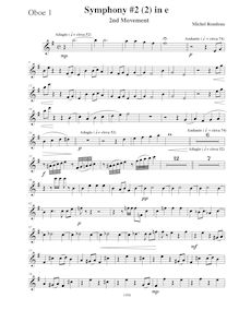 Partition hautbois 1, Symphony No.2, E minor, Rondeau, Michel par Michel Rondeau