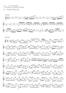 Partition , Fantasia en A minor, pour Twelve fantaisies pour Transverse flûte without basse