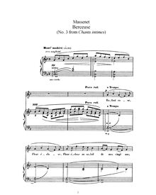 Partition , Berceuse  (F Major: haut voix et piano), 3 Chants intimes