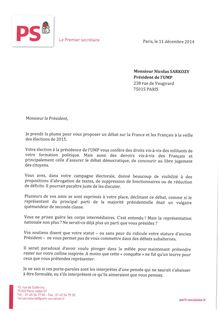 Lettre de Jean-Christophe Cambadélis à Nicolas Sarkozy