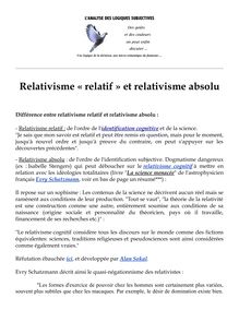 Relativisme "relatif" et relativisme "absolu"