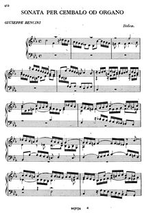 Partition complète, Sonata per Cembalo od Organo, Bencini, Giuseppe