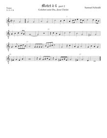 Partition 2nd verse − ténor viole de gambe, octave aigu clef, Tabulatura Nova