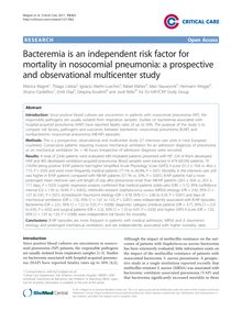 Bacteremia is an independent risk factor for mortality in nosocomial pneumonia: a prospective and observational multicenter study