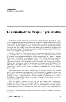 Présentation. Le démonstratif en français - article ; n°4 ; vol.152, pg 3-8