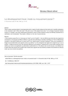 Le développement local, mode ou mouvement.social ? - article ; n°1 ; vol.166, pg 10-16