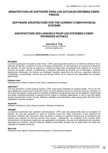 Arquitectura de software para los actuales sistemas ciber-físicos. (Software architecture for the current cyber-physical systems).