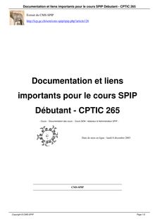 Documentation et liens importants pour le cours SPIP Débutant - CPTIC  265