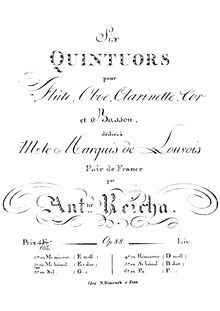 Partition flûte, vent quintette No.2, Op.88 No.2, Quintuor II en Mi bémol (Es-Dur), Op.88 No.2