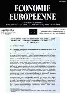 ÉCONOMIE EUROPÉENNE. Supplément A Analyses économiques N° 5 - Mai 1998