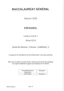 Sujet Espagnol LV1 bac ES 2008