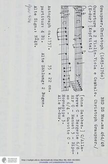Partition complète, Ouverture en E major, GWV 434, E major, Graupner, Christoph