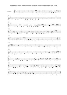 Partition Trombone 1 , partie, Sonata en D minor, D minor, Speer, Georg Daniel