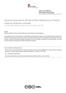 Gauchos et peones du Río de la Plata. Réflexions sur l histoire rurale de l Argentine coloniale - article ; n°6 ; vol.50, pg 1351-1360