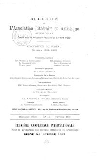 Deuxième conférence internationale pour la protection des oeuvres littéraires et artistiques, Berne, 5-9 octobre 1889