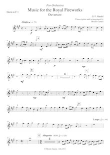 Partition cor 1 (F), Music pour pour Royal Fireworks, Fireworks Music