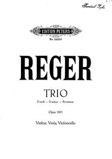 Partition violon, corde Trio, Op.141b, D minor, Reger, Max