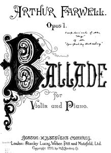 Partition de violon, Ballade, Ballade for violin and piano, Op.1
