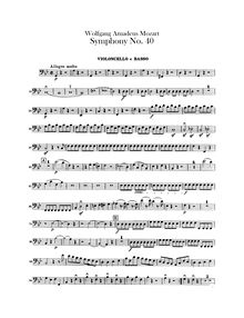 Partition violoncelles / Basses, Symphony No.40, G minor, Mozart, Wolfgang Amadeus