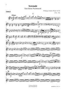 Partition violon II, Eine kleine Nachtmusik, A Little Night Music ; Serenade No.13