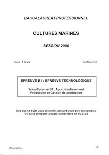 Economie et commerce 2006 Bac Pro - Cultures marines