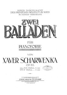 Partition complète, 2 ballades, Op.85, 2 Balladen, Scharwenka, Xaver