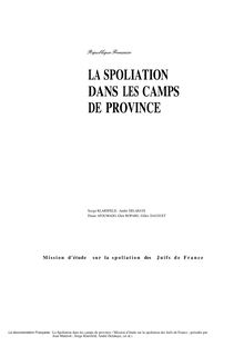 LA SPOLIATION DANS LES CAMPS DE PROVINCE