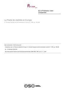 Le Pacte de stabilité en Europe - article ; n°1 ; vol.41, pg 199-206