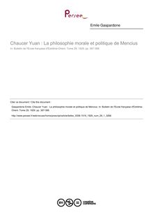 Chaucer Yuan : La philosophie morale et politique de Mencius - article ; n°1 ; vol.29, pg 387-388