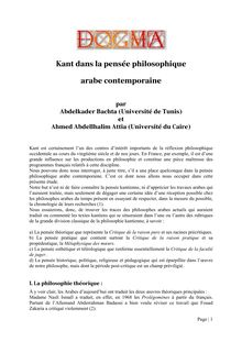 Kant, pensée philosophique arabe contemporaine