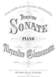 Partition complète, Piano Sonata No.2, Op.75, Glazunov, Aleksandr