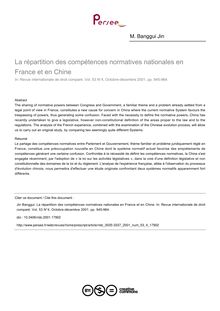 La répartition des compétences normatives nationales en France et en Chine - article ; n°4 ; vol.53, pg 945-964