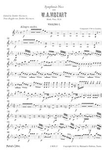 Partition violons I, Symphony No.1, E♭ major, Mozart, Wolfgang Amadeus par Wolfgang Amadeus Mozart