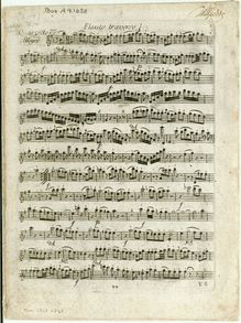 Partition quatuor VI en E minor, flûte quatuors, Hoffmeister, Franz Anton