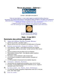 Revue de presse « Défense » Date : 4 mai 2011 Sommaire des ...