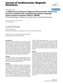 1118 Real-time assessment of right and left ventricular volumes and function in patients with congenital heart disease using high spatio-temporal resolution radial k-t SENSE