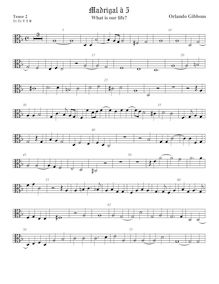 Partition ténor viole de gambe 2, alto clef, madrigaux pour 5 voix par  Orlando Gibbons par Orlando Gibbons