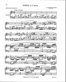 Partition complète, Fuge, C minor, Bach, Wilhelm Friedemann par Wilhelm Friedemann Bach