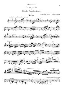 Partition de piano et partition de violon, Introduction et Rondo capriccioso, Op.28