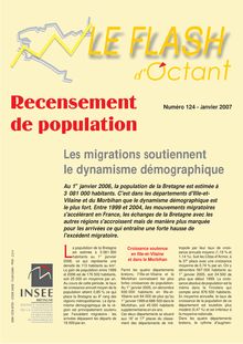 Recensement de population : Les migrations soutiennent le dynamisme démographique (Flash d Octant n° 124)