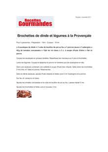 Brochettes de dinde et légumes à la Provençale