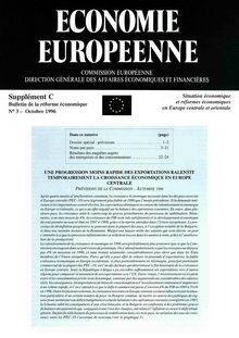 ECONOMIE EUROPEENNE. Supplément C Bulletin de la réforme économique N° 3 - Octobre 1996