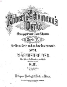 Partition complète, Märchenbilder, Vier Stücke für viole de gambe und Klavier, Op.113
