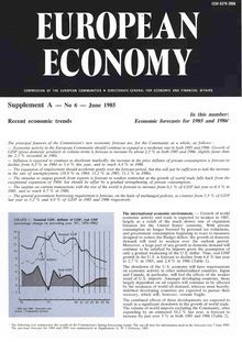 EUROPEAN ECONOMY. Supplement A — No 6 — June 1985