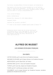 Alfred de Musset par Arvède Barine