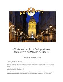 Visite culturelle à Budapest avec découverte du Marché de Noël