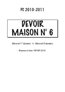 PC DEVOIR MAISON N° Lundi octobre Vendredi novembre Réacteur eau pressurisée PT