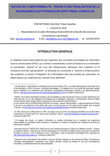 NOTION DE CYBERCRIMINALITE: PRAXIS D UNE PENALISATION DE LA ...