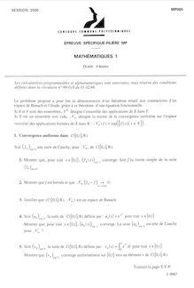 Mathématiques 1 2000 Classe Prepa MP Concours Instituts Nat. Polytechniques (INP - ENSI)