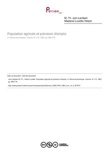 Population agricole et prévision d emploi - article ; n°5 ; vol.14, pg 695-716